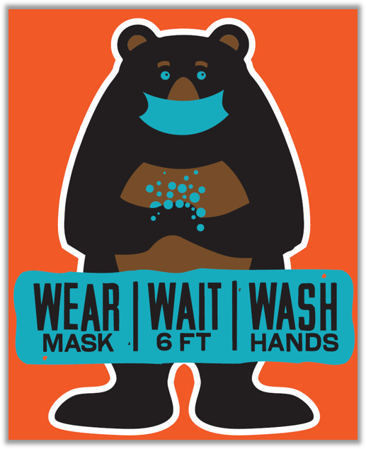 Illustration of Bear with "Wear - Wait - Wash"