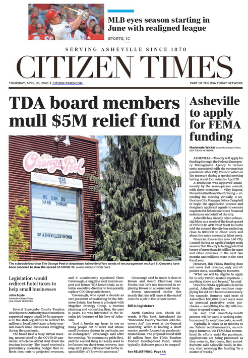 Asheville Citizen Times Cover April 30, 2020